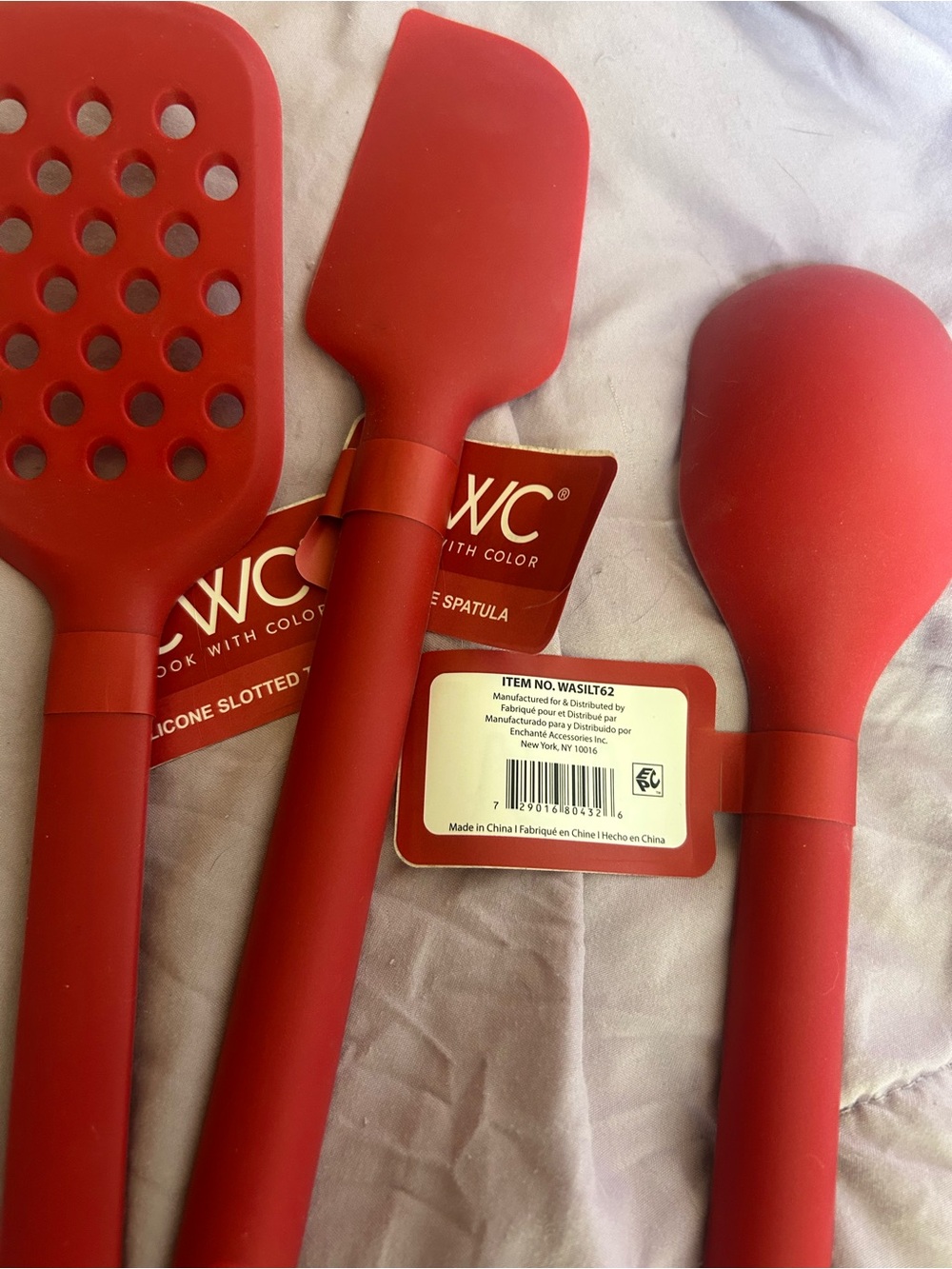 CWC Red Silicone Cooking Utensil Set - 3 Piece - Picture 3 of 3